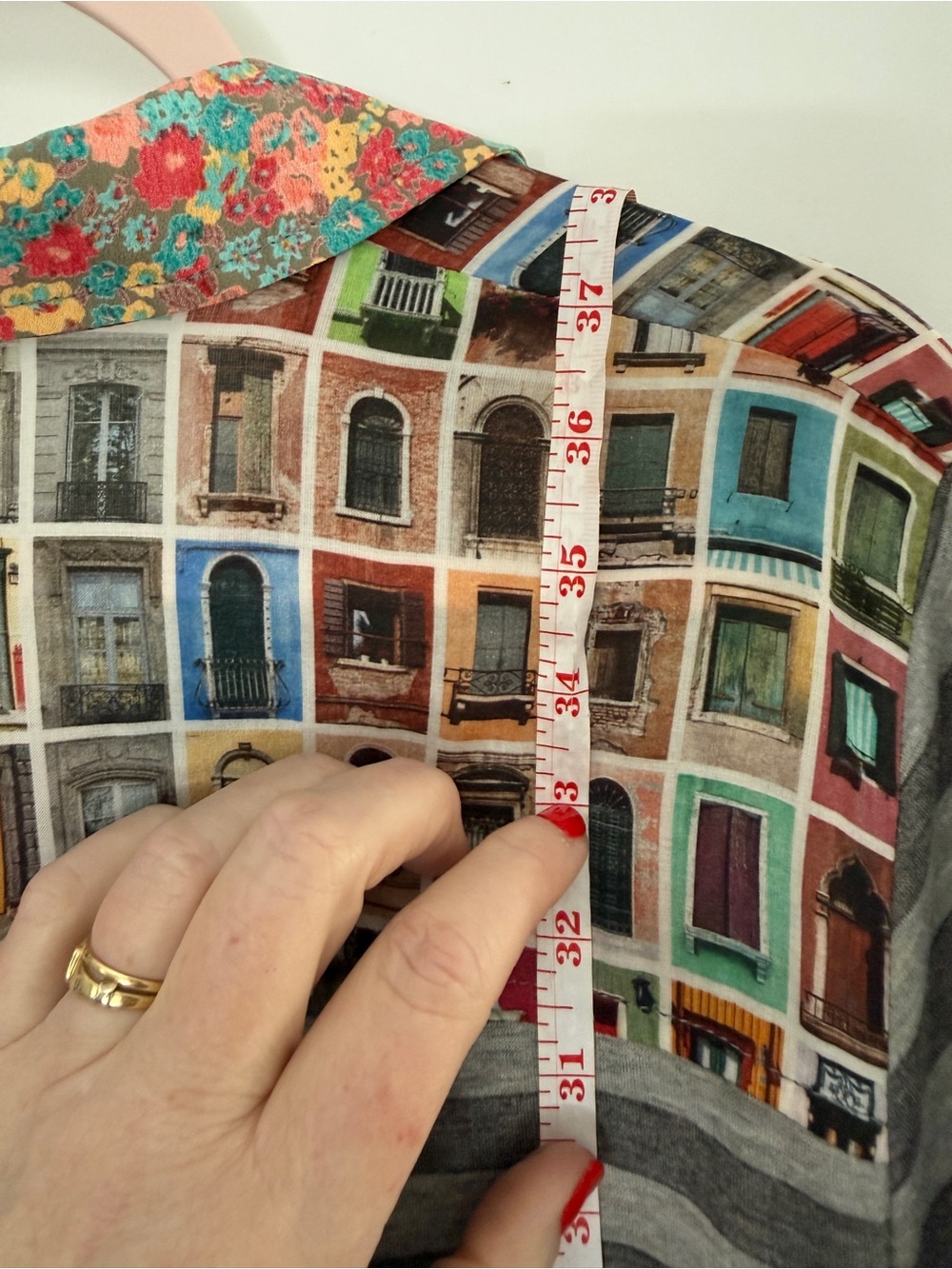 Uncle Frank Ivy Jane Mixed Media Dress Novelty Doors Print Striped Floral Size L - Picture 10 of 11